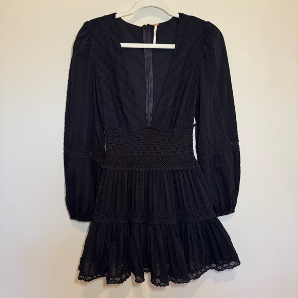 Free People Dresses & Skirts - Free People | Black Delightful Mini Dress 100% Cotton Size 0